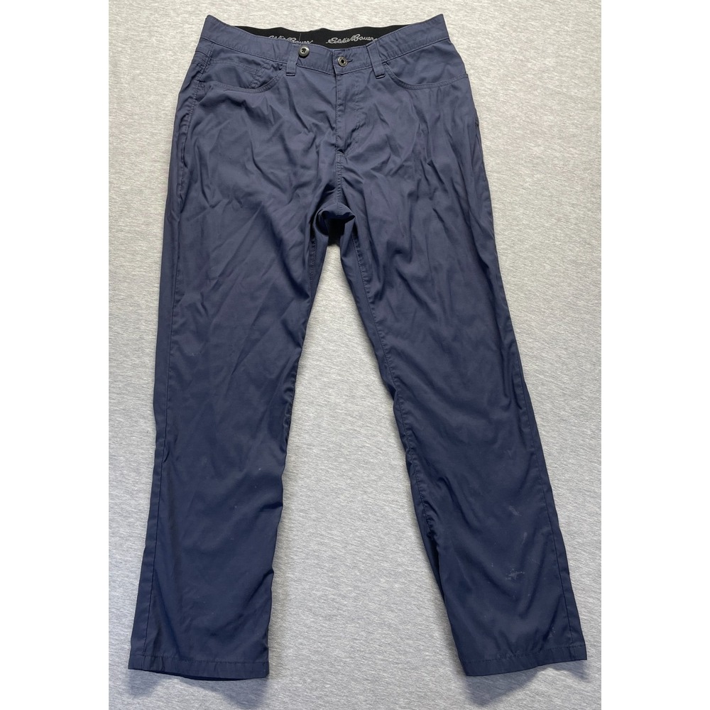 Eddie Bauer Chino Pants Mens 36x30 Navy Nylon Stretch Straight Leg Everyday Wear